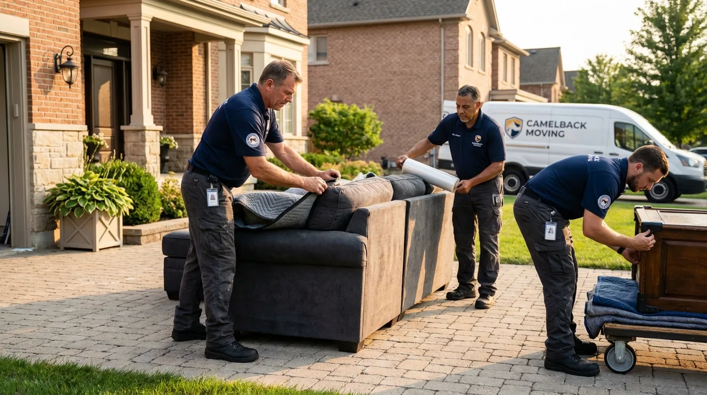 Large estate moving crew wrapping furniture in Prospect Heights, IL